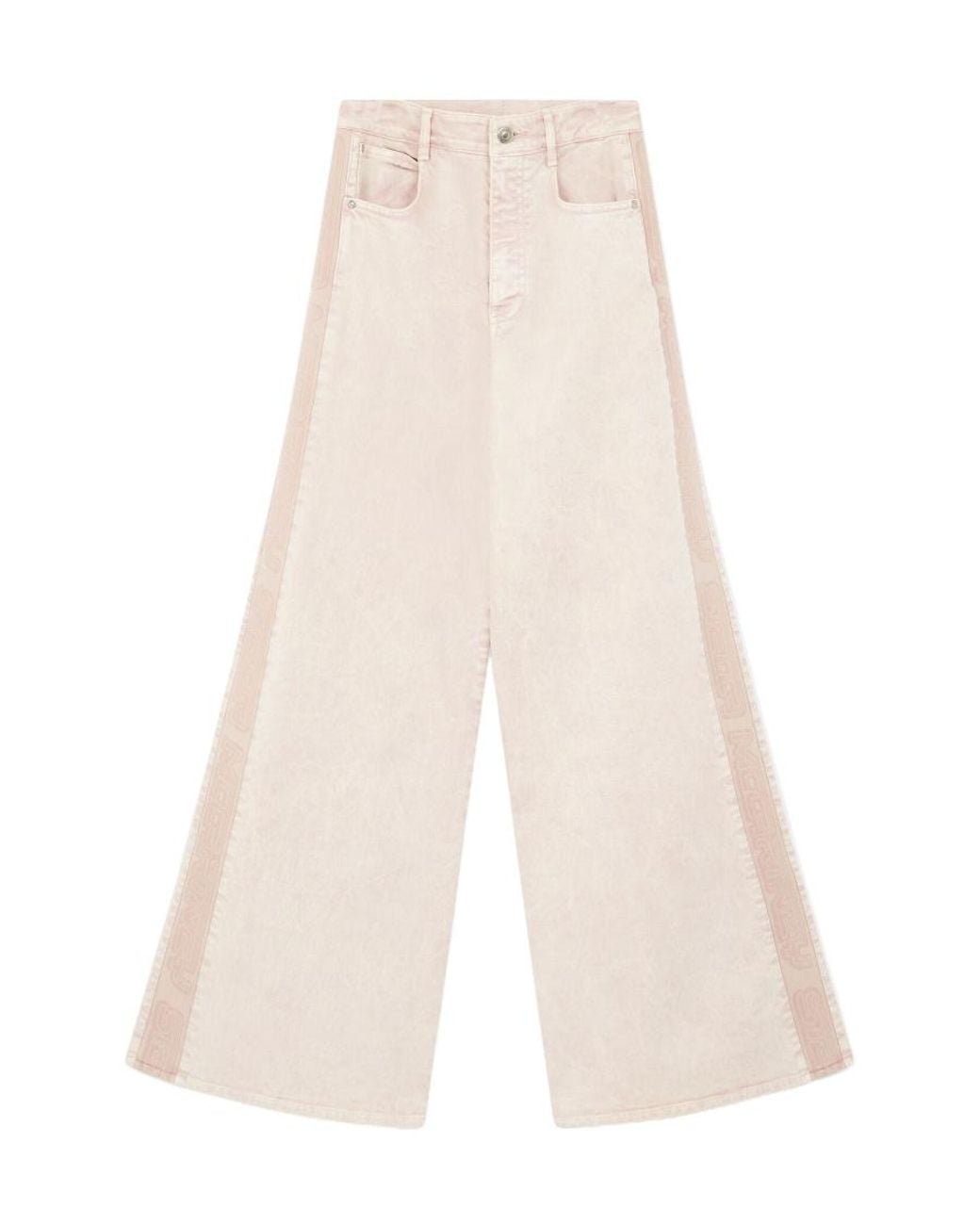 Stella McCartney White Logo-Tape Wide Jeans