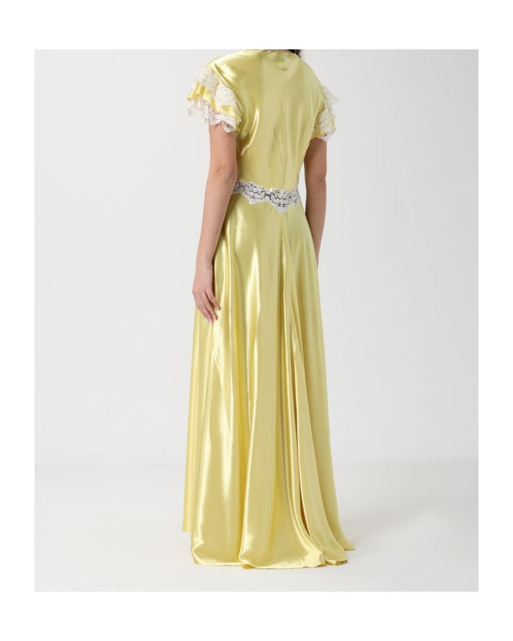 Alberta Ferretti Yellow V-Neck Dress