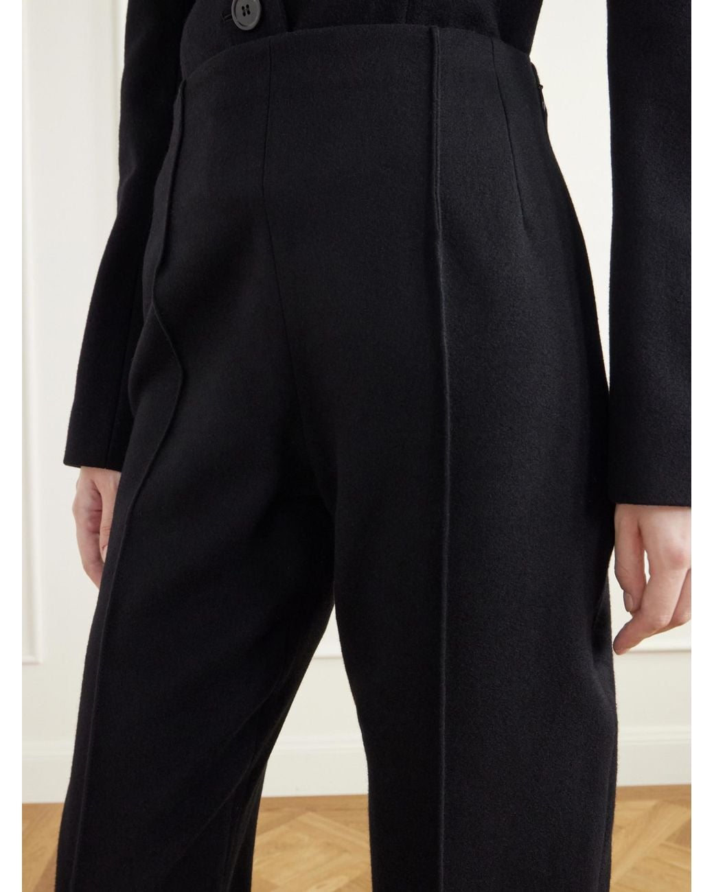 Alaïa Black Wool-Felt Tapered Pants