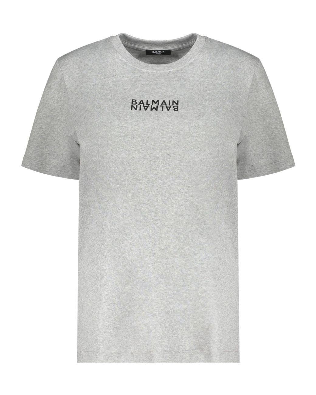 Balmain Gray Logo Print T-Shirt
