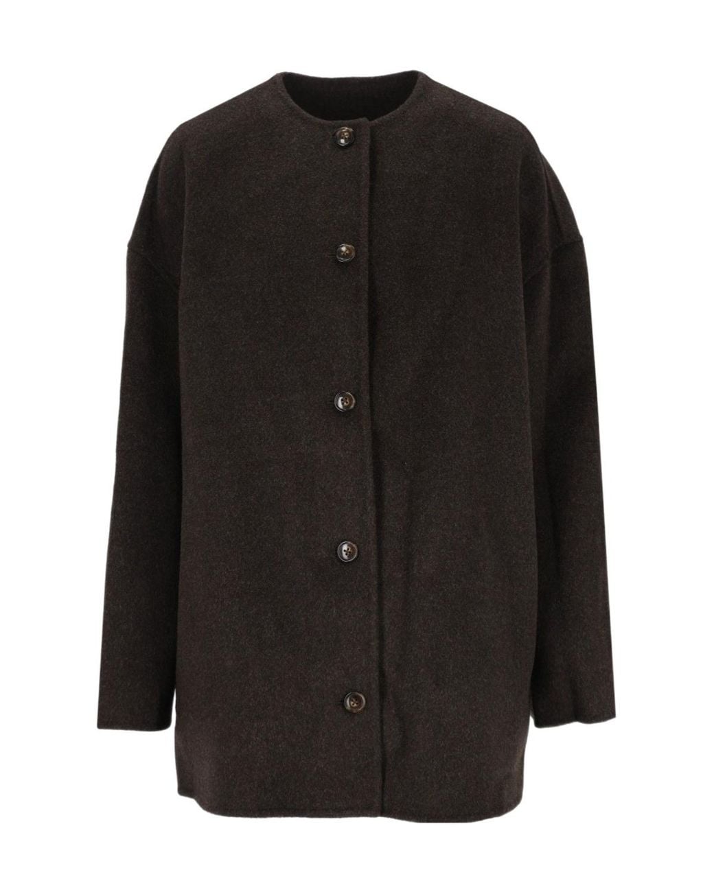 Loulou de Saison Black Single-Breasted Crewneck Coat