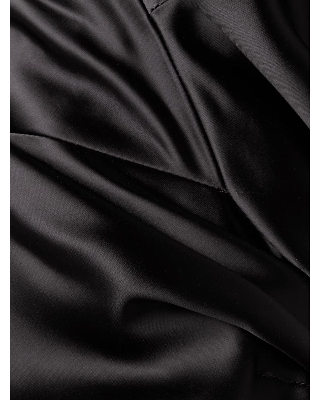 Dries Van Noten Black One-Shoulder Gathered Pleated Satin Midi Dress