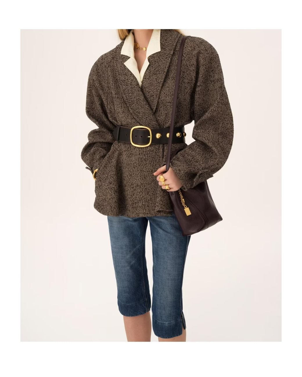 Chloé Brown Chloé Spin Logo Printed Small Top Handle Bag