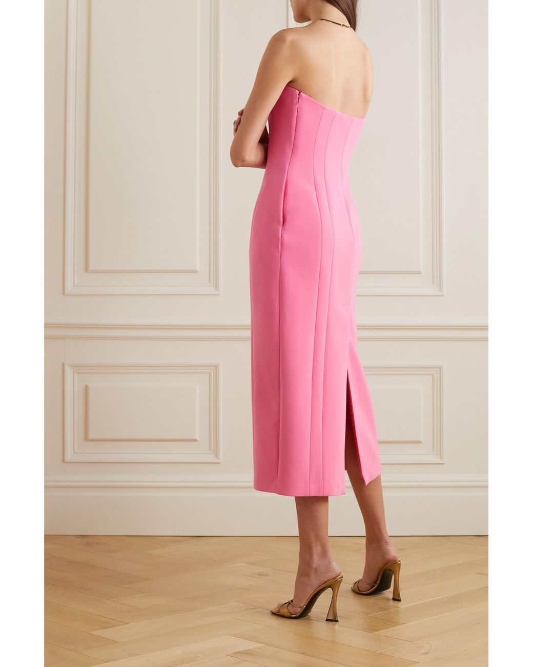 A.L.C. Pink Strapless Cady Midi Dress