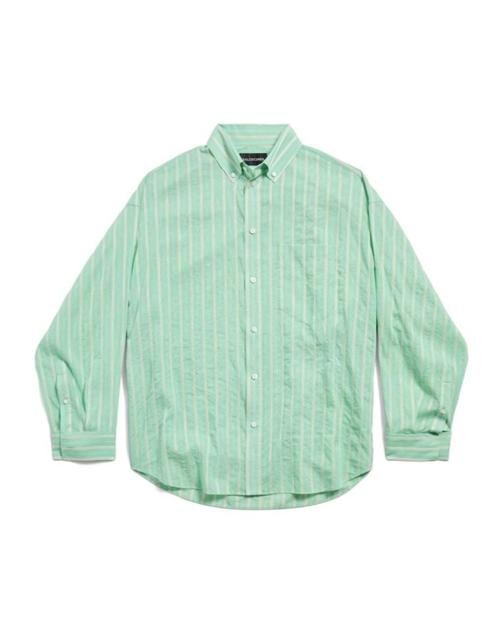 Balenciaga Green Striped Long-Sleeved Shirt