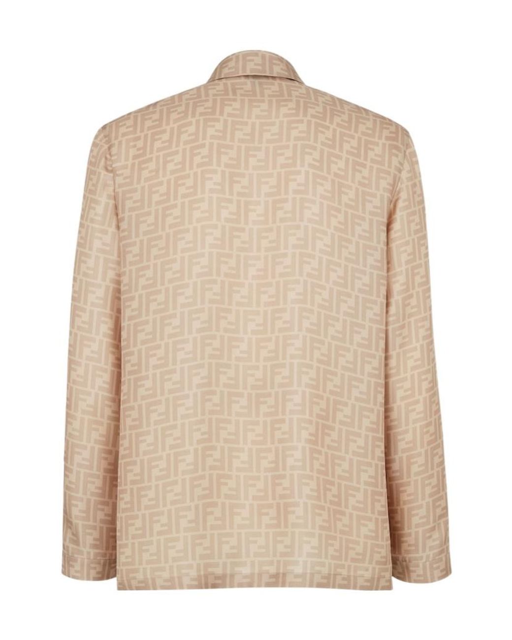 Fendi Natural Logo Printed Long Sleeved Shirt for men