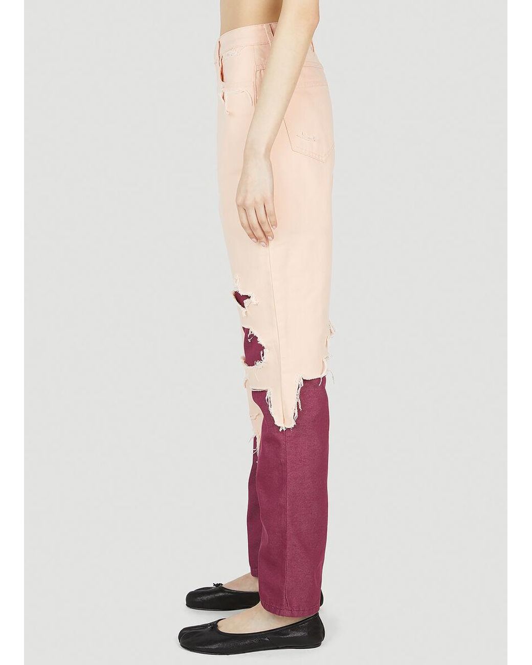 Raf Simons Pink High Waist Distressed Jeans