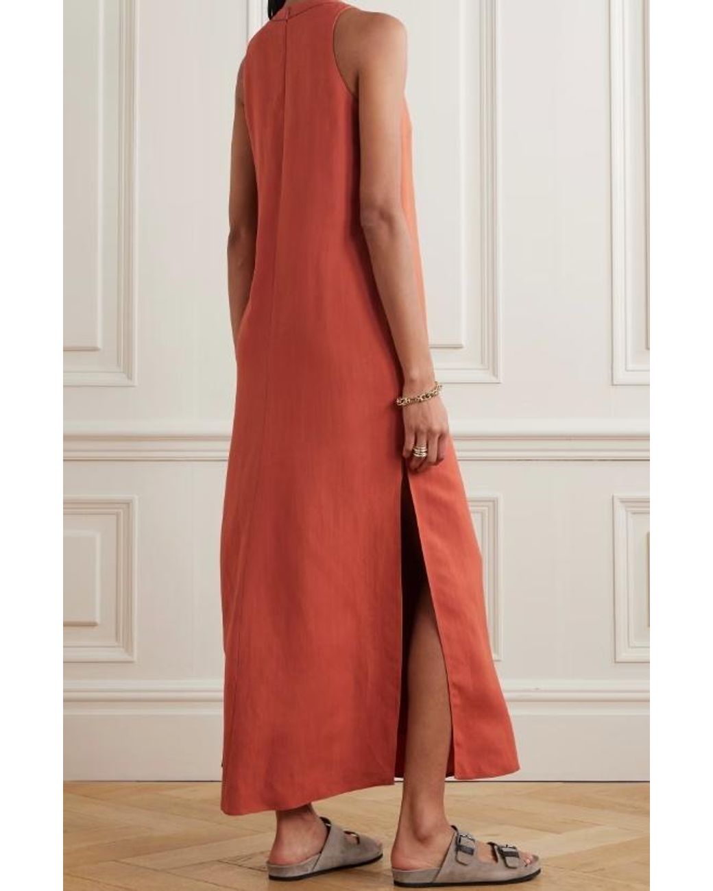 open lace back dress BRUNELLO CUCINELLI POPLIN RED DRESS