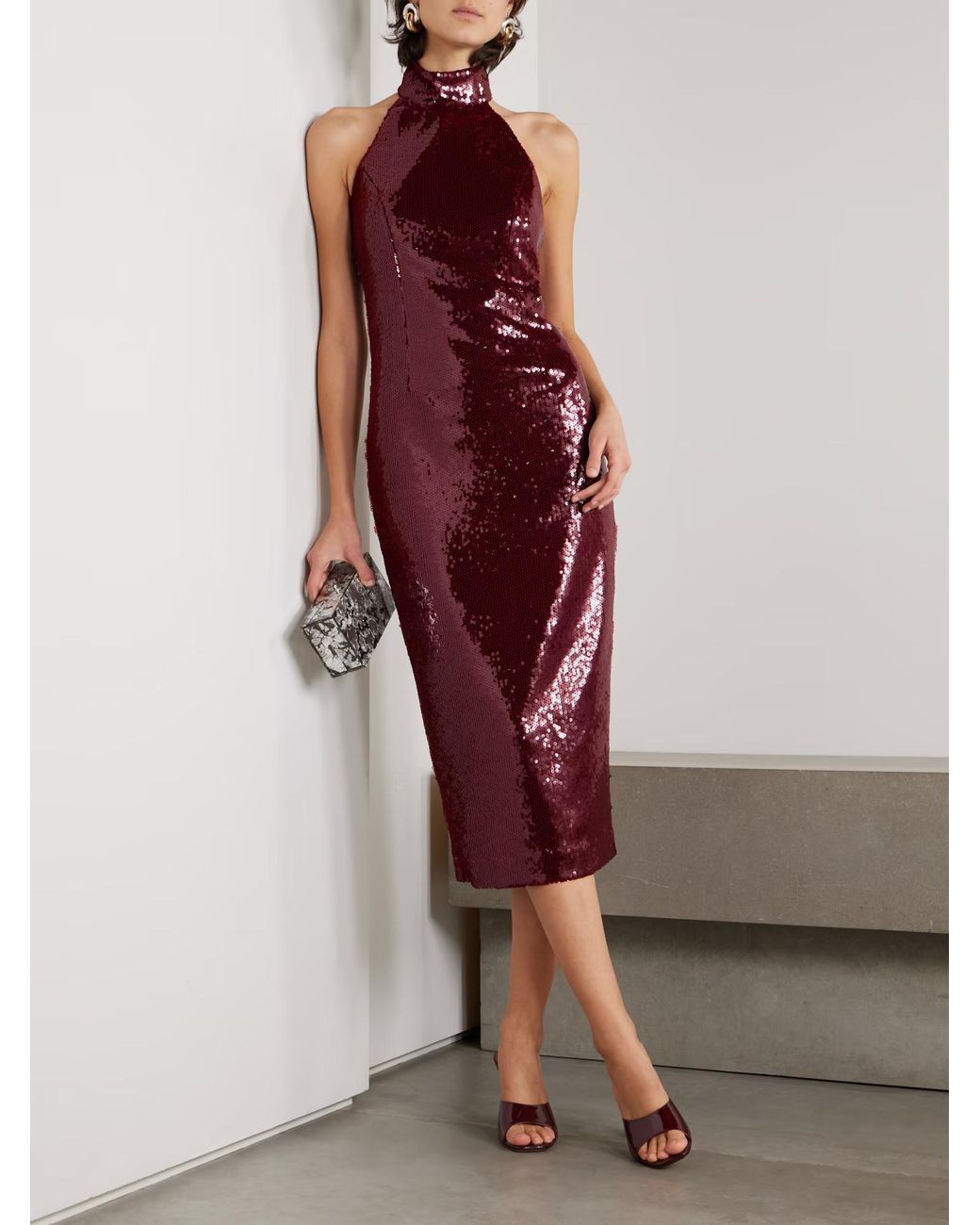 Rebecca Vallance Red Zelda Bow Sequined Dress