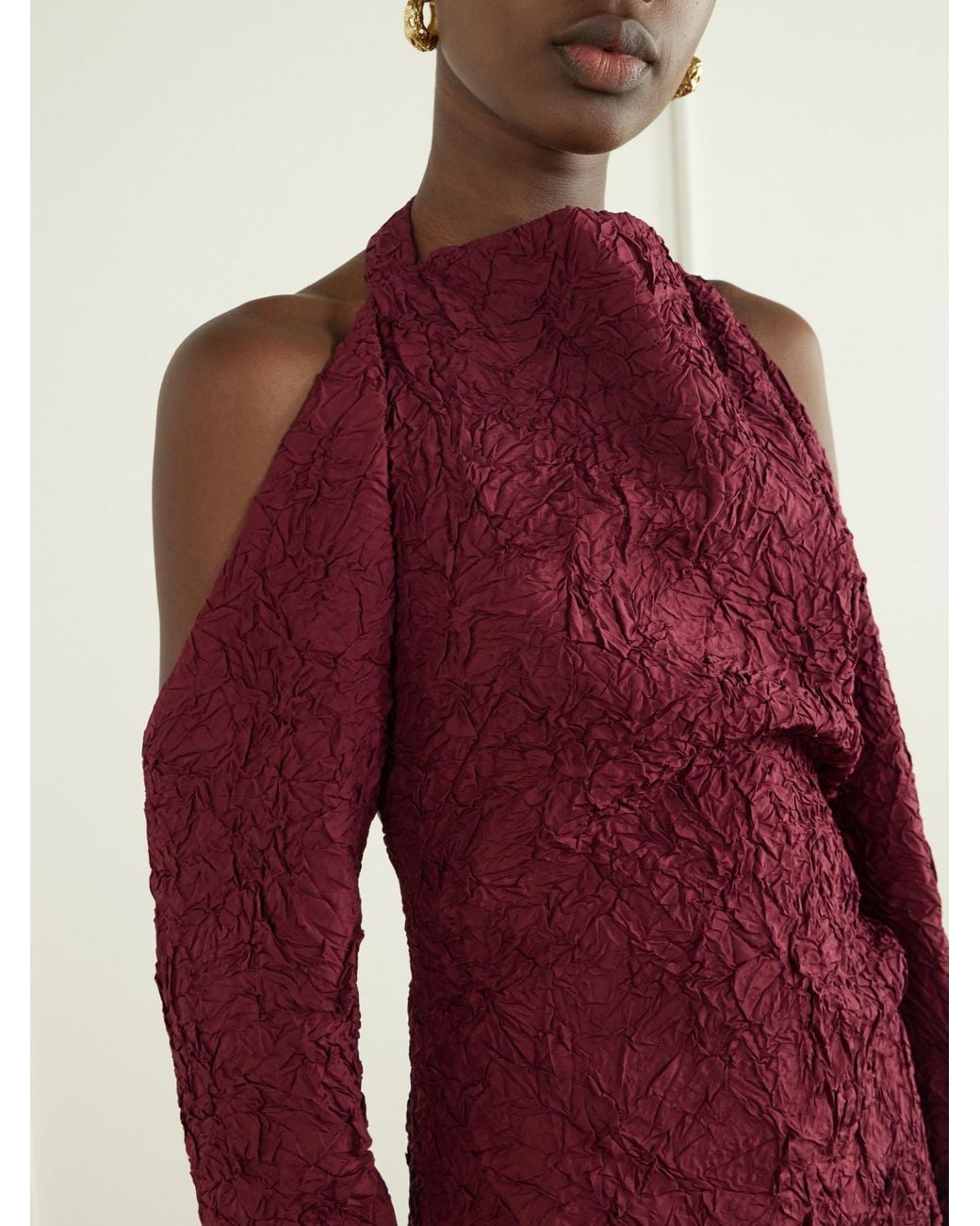 Proenza Schouler Red Lina Open-Back Crinkled-Silk Maxi Dress