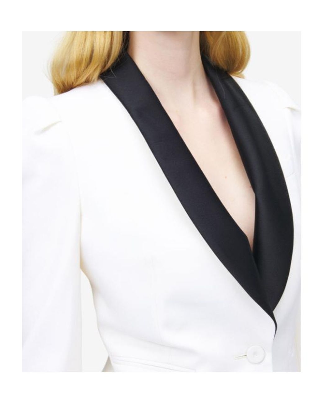 McQueen White Wool Cropped Blazer