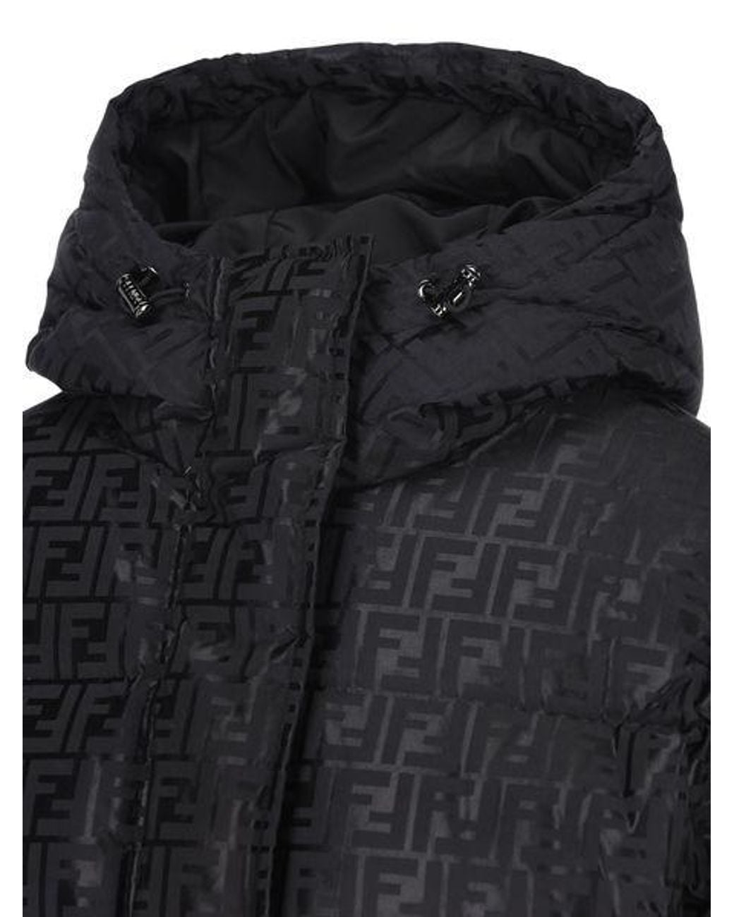Fendi Black Ff Jacquard Hooded Jacket