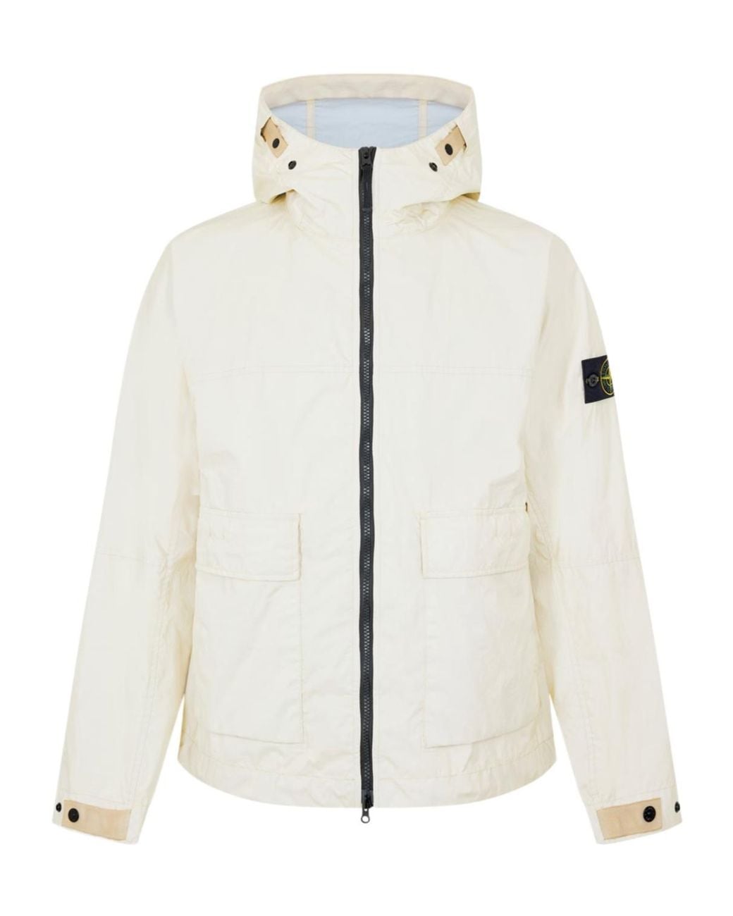 Stone Island White Logo-Stamped Casual Jacket for men
