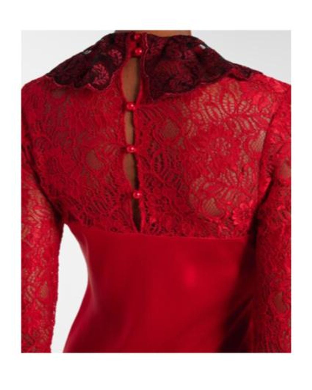 Rodarte Red Lace-Trimmed Silk-Blend Satin Gown