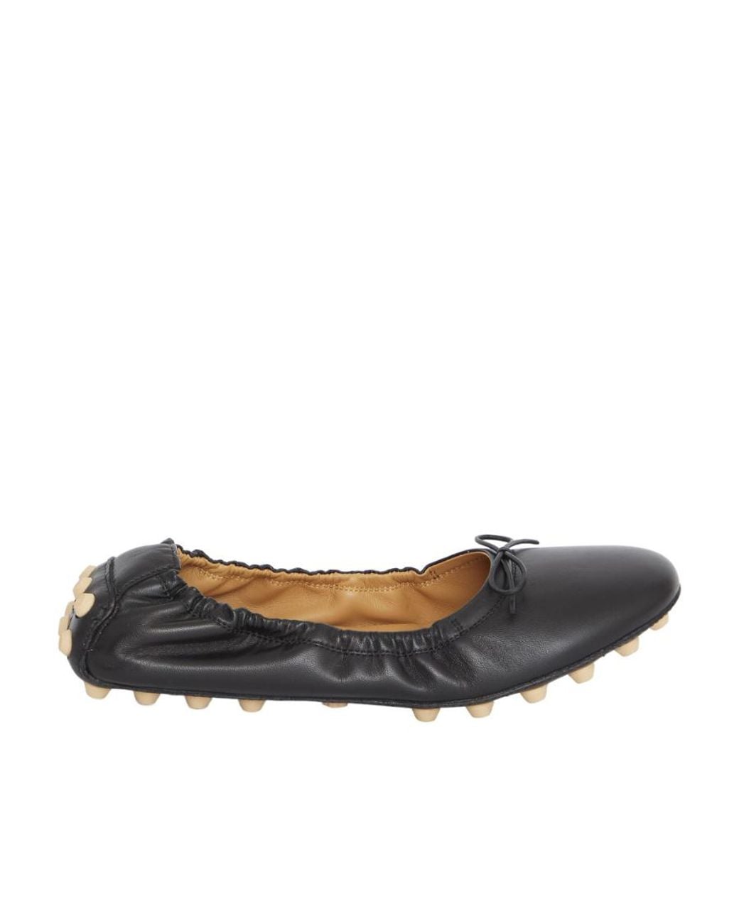 Tod's Gray Gommino Bow-Detailed Ballerina Shoes