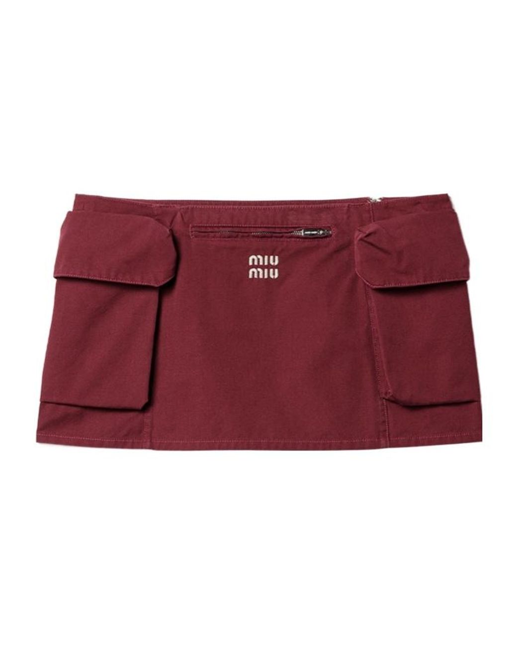Miu Miu Red Washed Poplin Mini Skirt