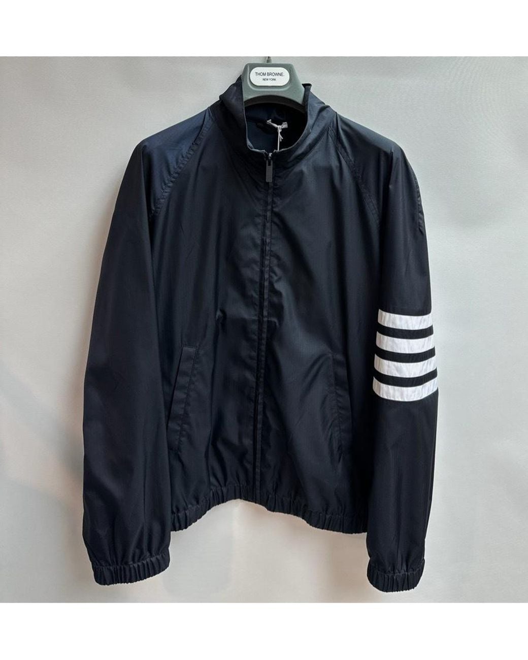 Thom Browne Blue 4-Bar Stripe Zipped Jacket for men