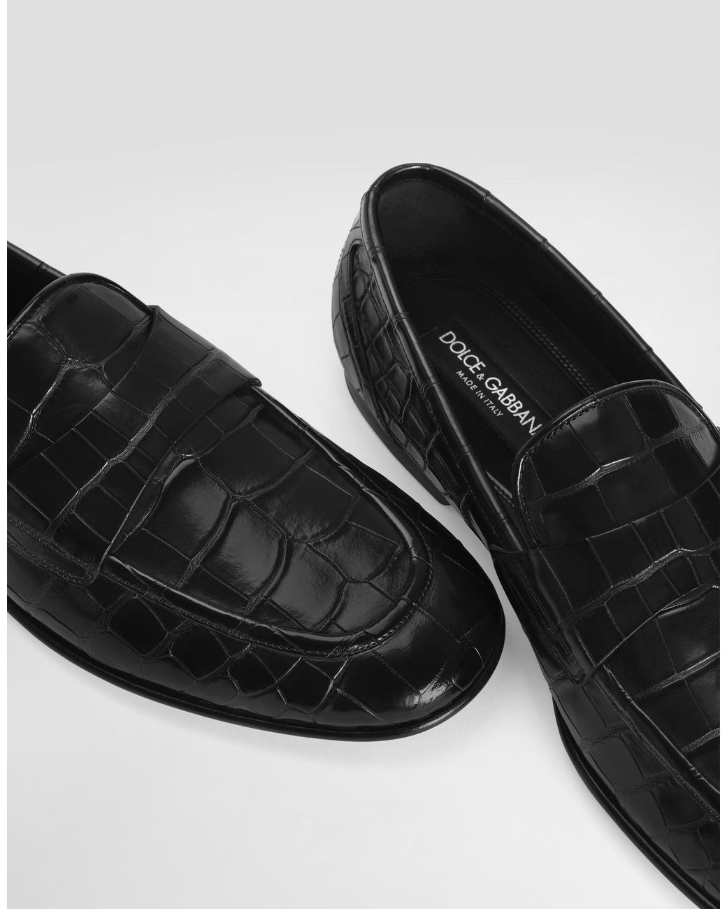 Dolce & Gabbana Black Alligator-Leather Slippers for men