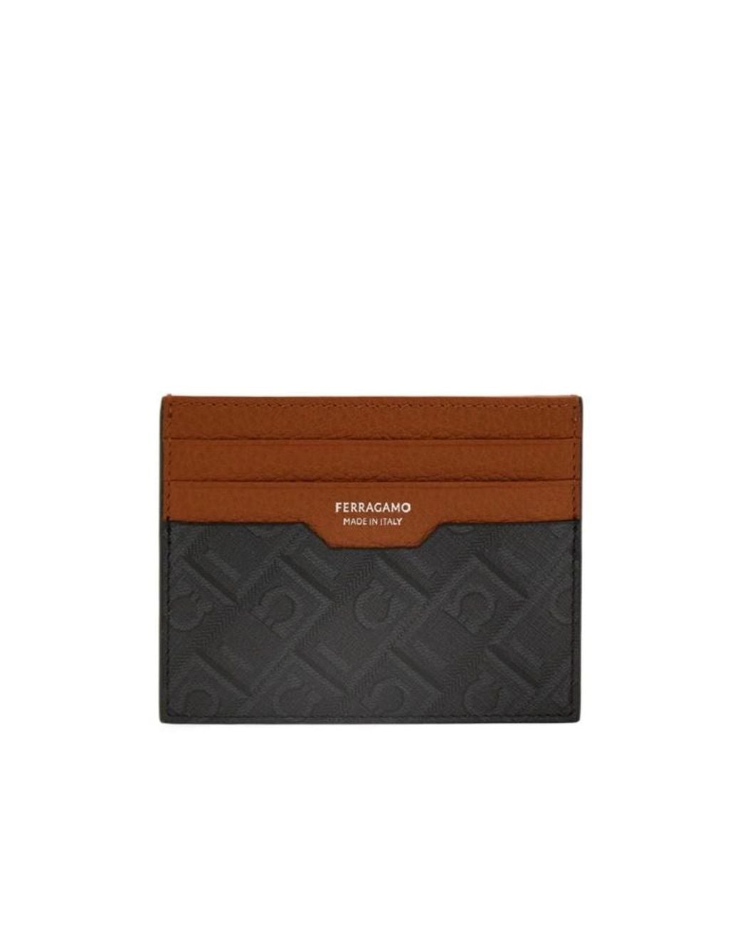 Ferragamo Brown Ferragamo Monogram Credit Card Holder for men