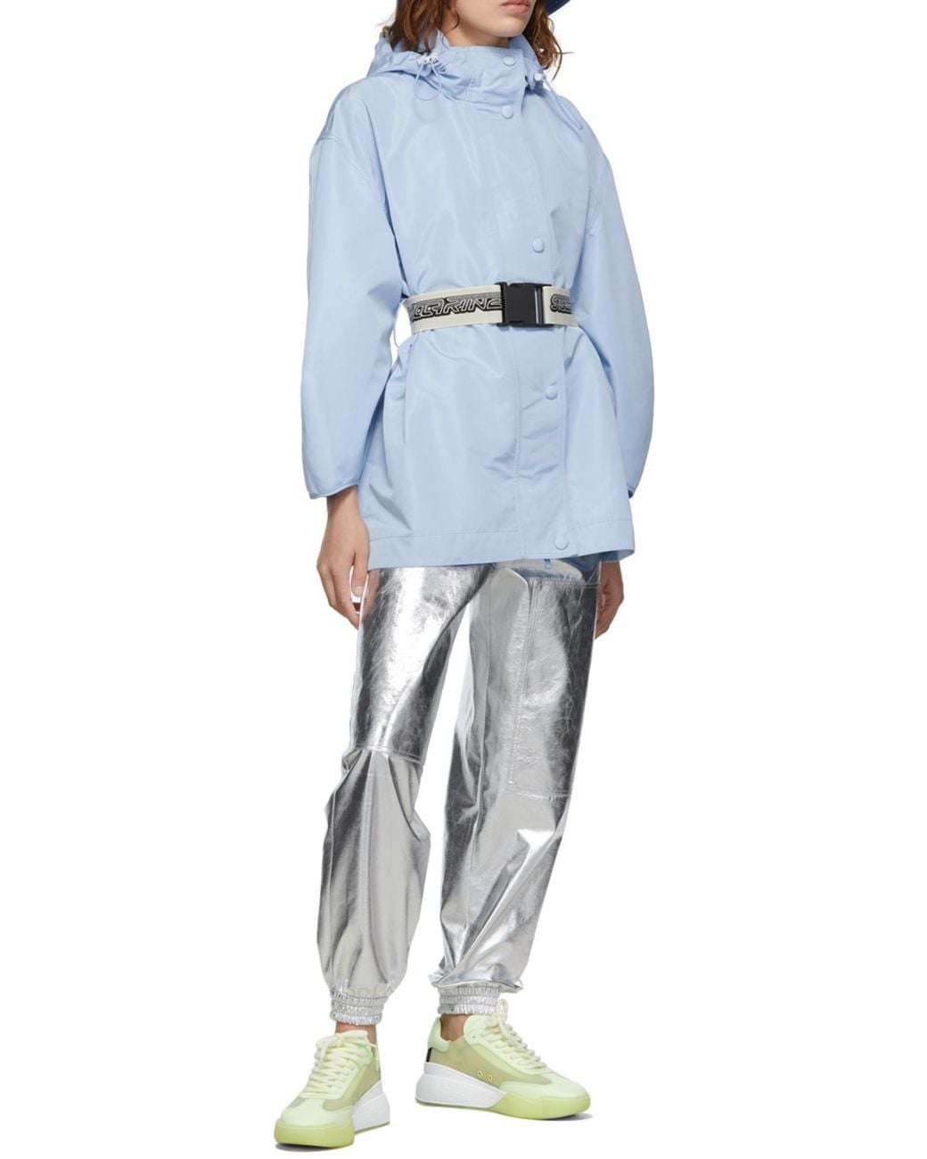 Stella McCartney Blue Belted Hooded Jacket