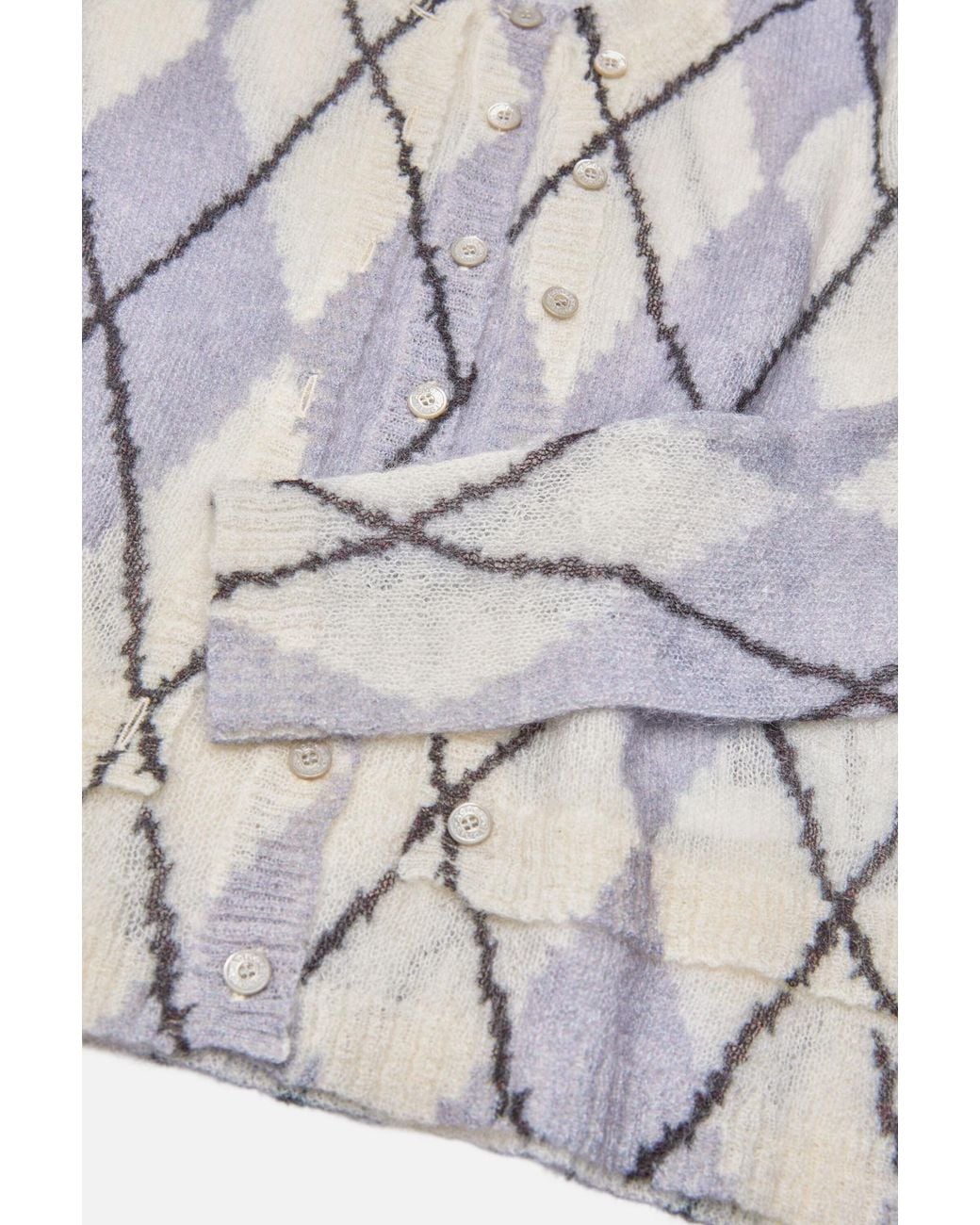 Acne Gray Diamond-Pattern Mohair Cardigan