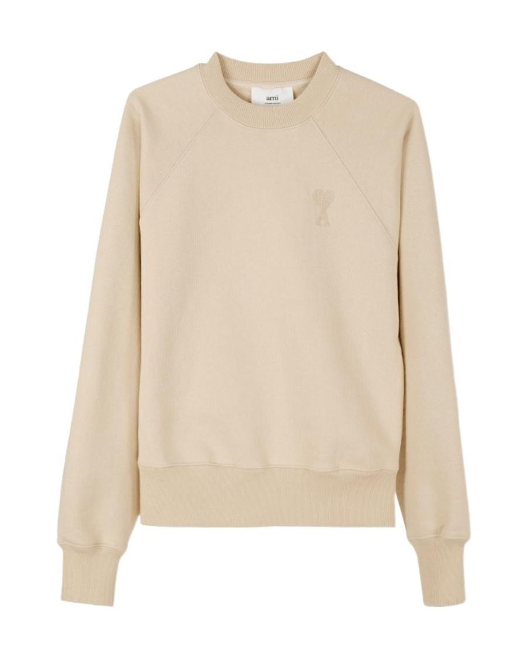 AMI Natural Round Neck Logo Sweater for men