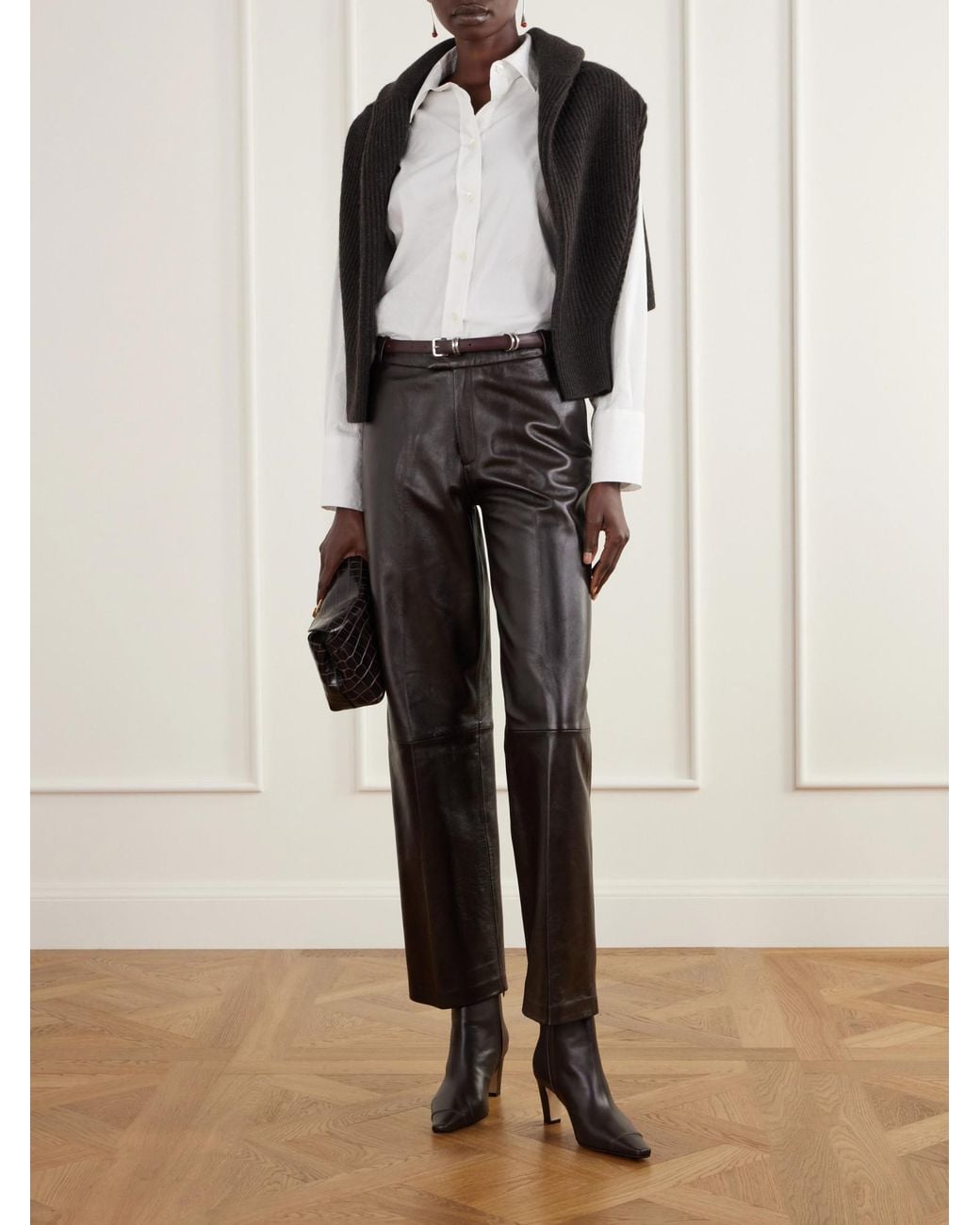 Manolo Blahnik Black Minimalist Handmade Leather Boots