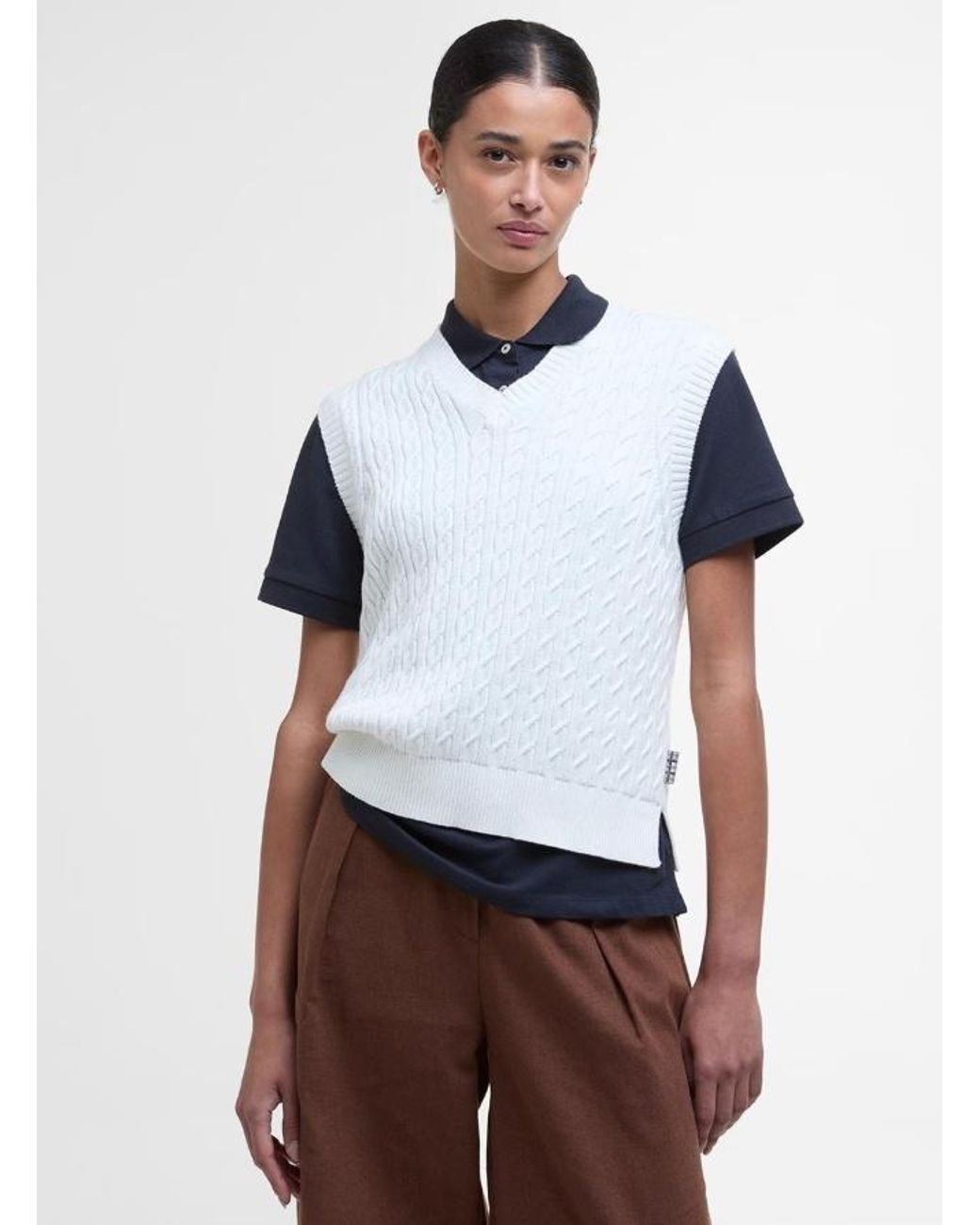 Barbour White Hartland Sweater Vest