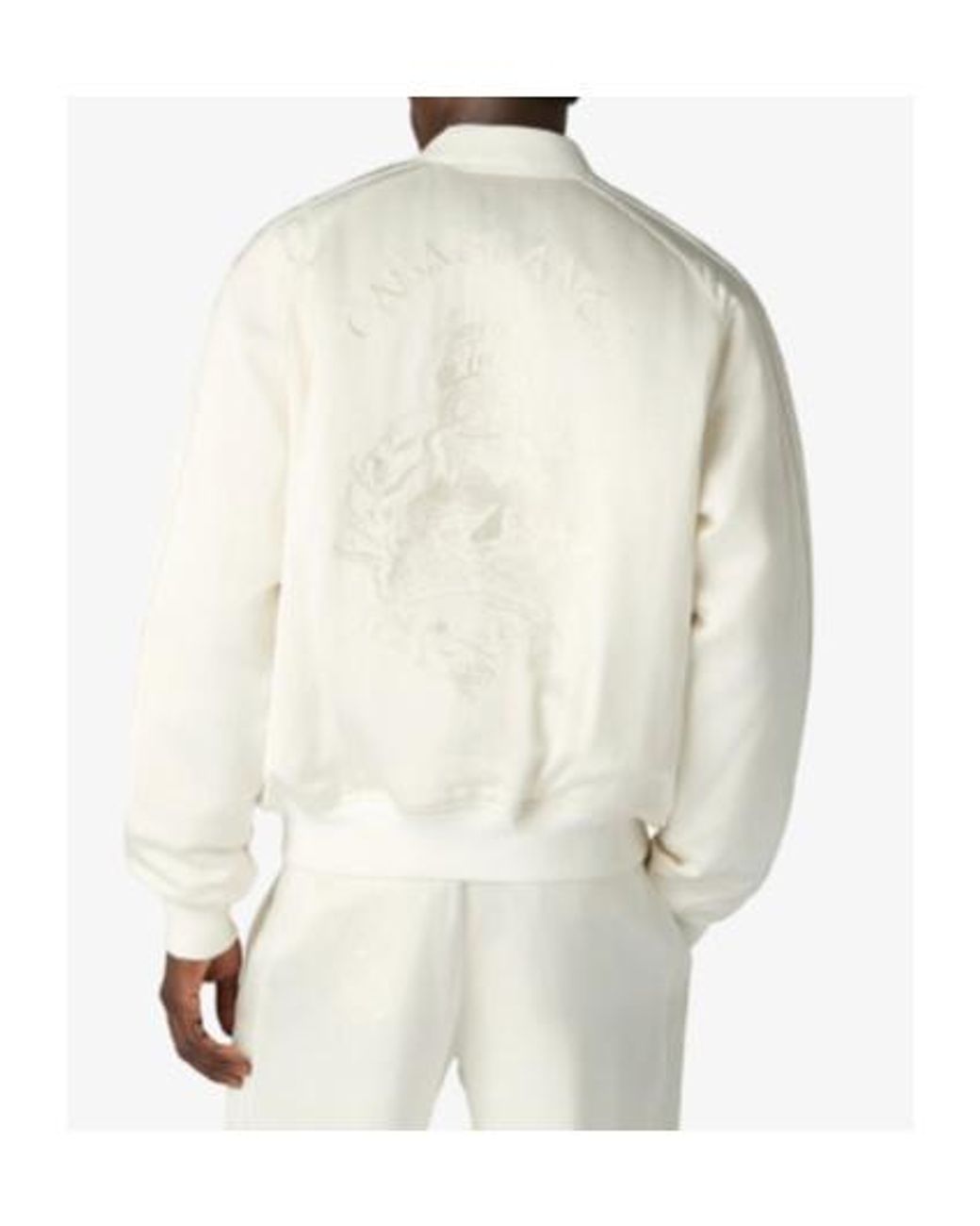Casablanca White Off Hotel Emblem Satin Bomber Jacket for men