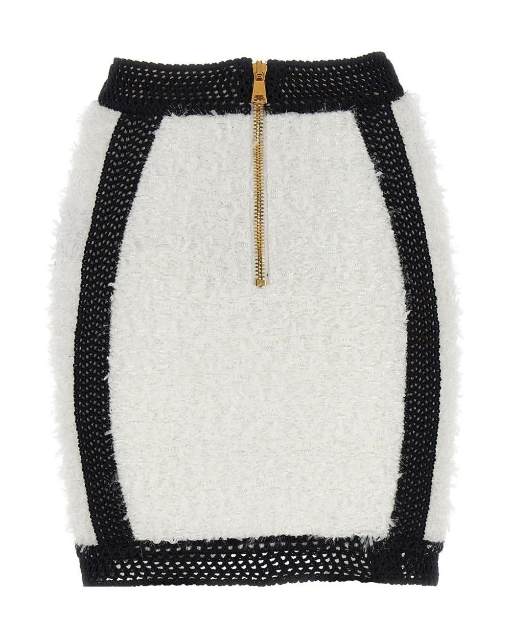 Balmain Black Button Embellished Tweed Mini Skirt