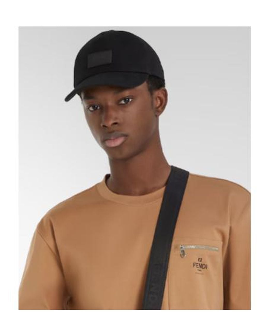 Fendi Black Logo Patch Baseball Cap for men