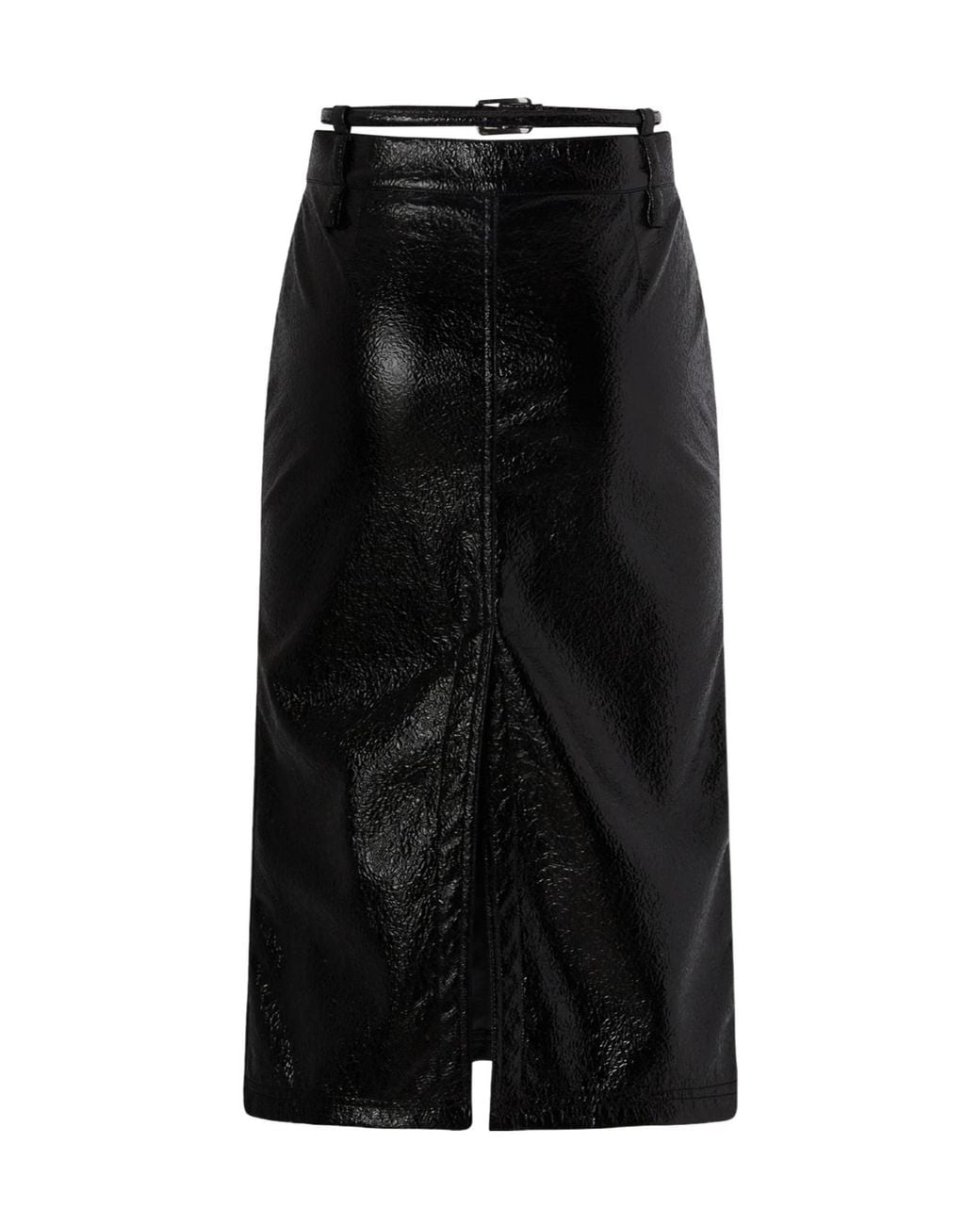 Pinko Black Slit Detailed Belted Midi Skirt