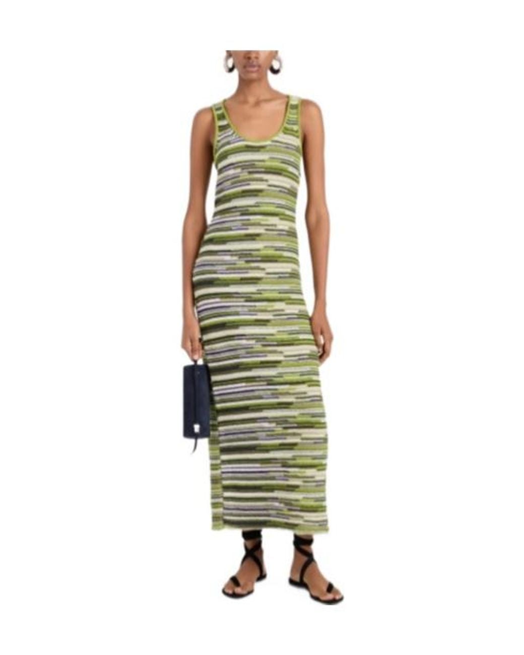 Proenza Schouler Green Zinah Striped Knit Dress