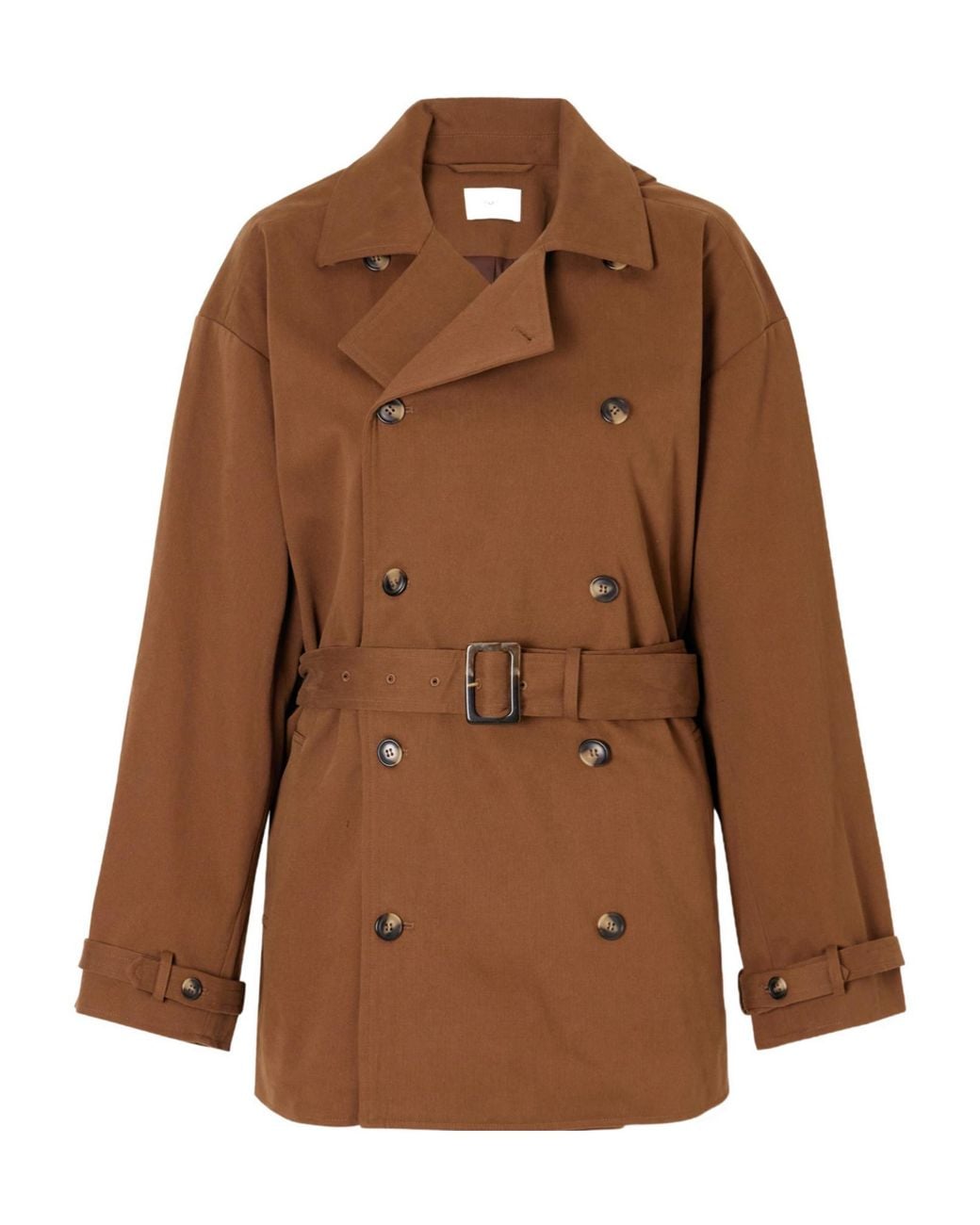 Doen Brown Belted Cotton-Blend Trench Coat