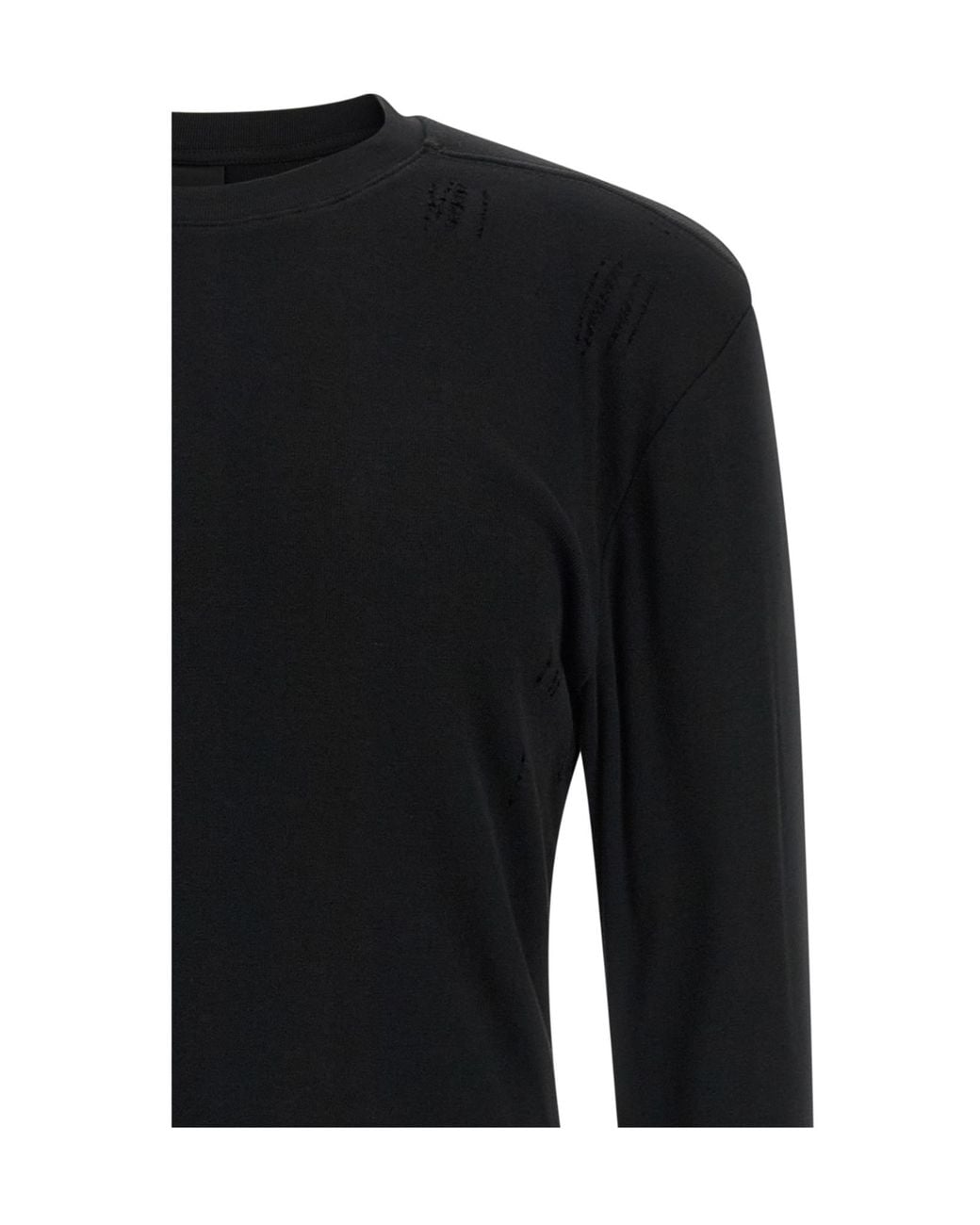 Thom Krom Black M Ts 969 Distressed Long Sleeve T-Shirt for men
