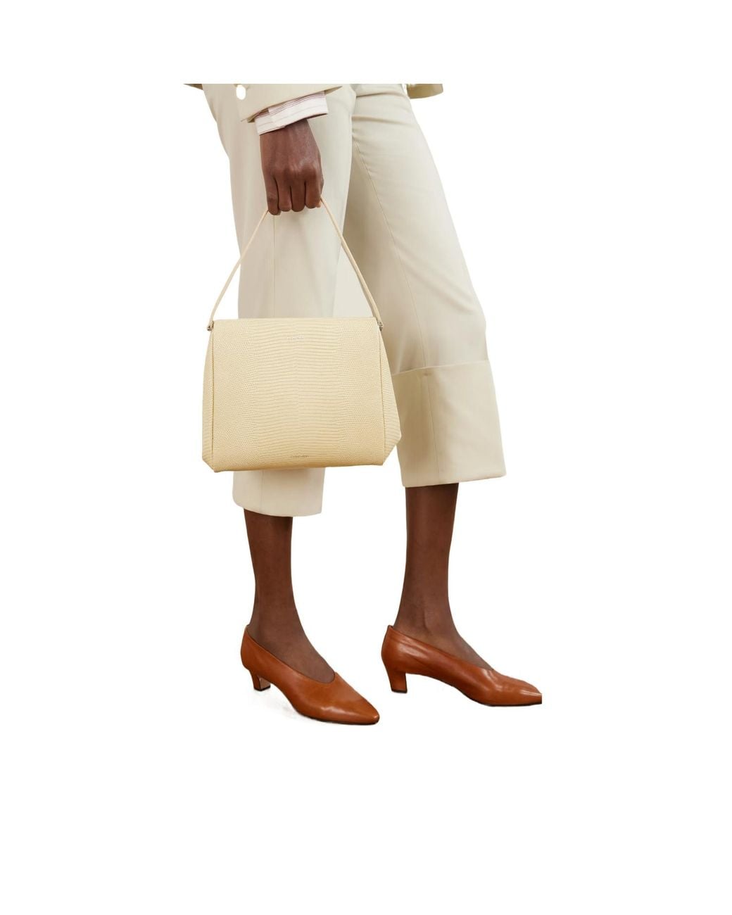 Calvin Klein Natural Tina Snake-Effect Leather Clutch Bag