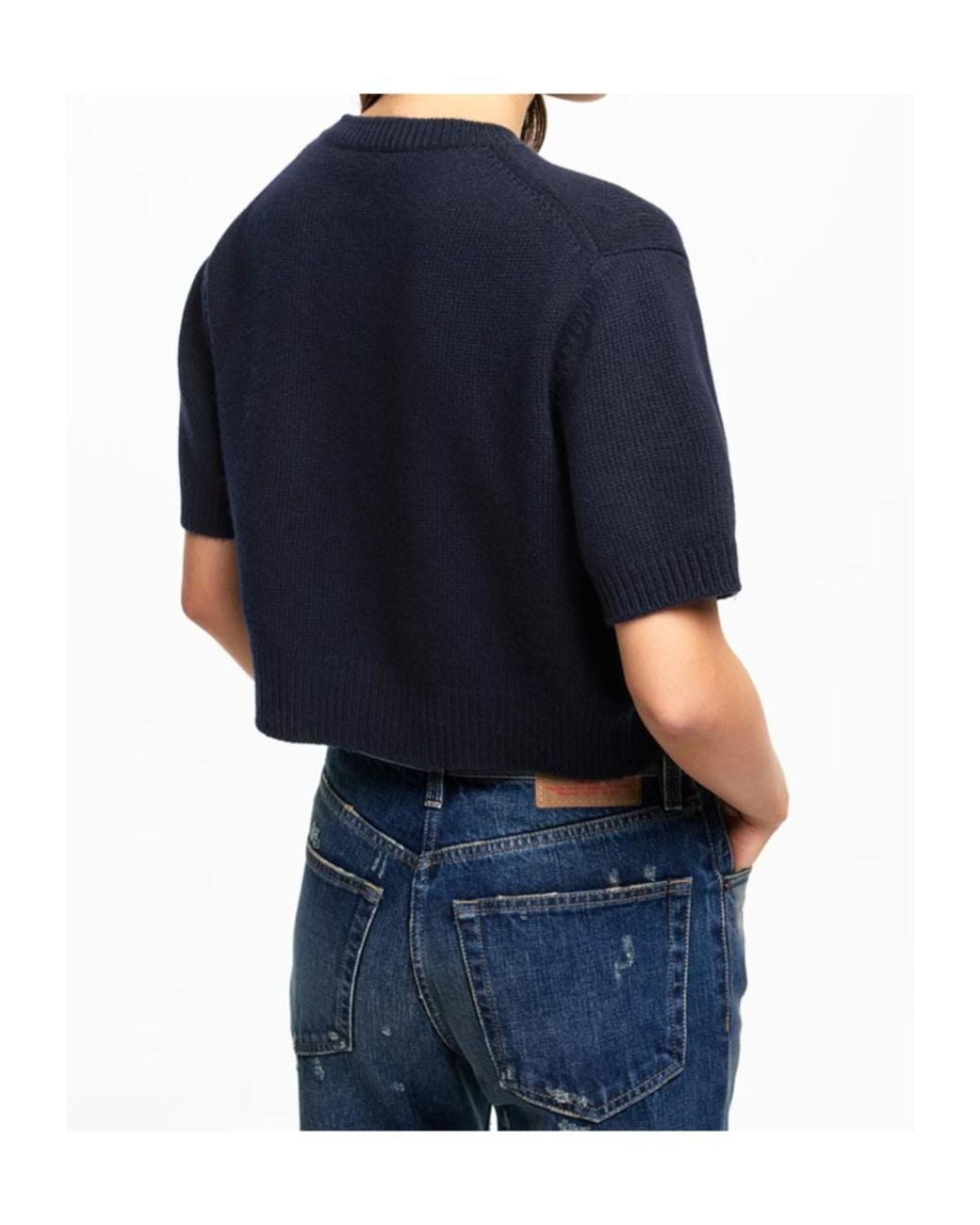 Prada Blue Short-Sleeved Knit Sweater