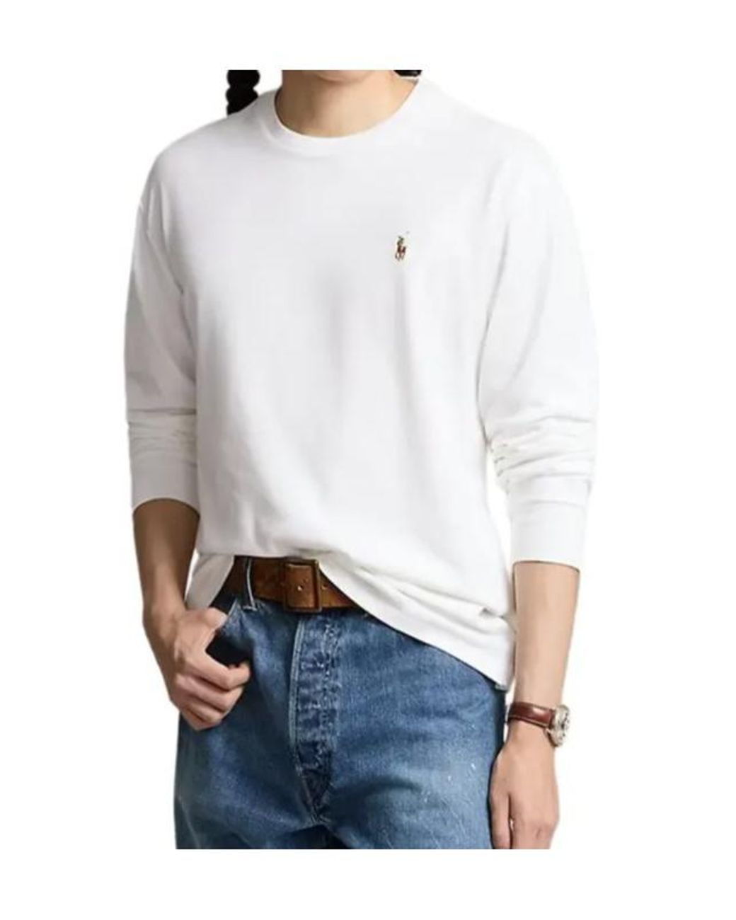 Polo Ralph Lauren White Logo-Embroidered Long-Sleeve T-Shirt for men