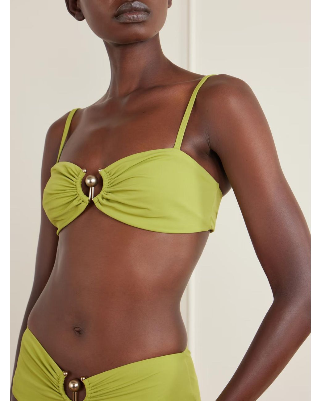 Christopher Esber Green Solid Color Bikini Top