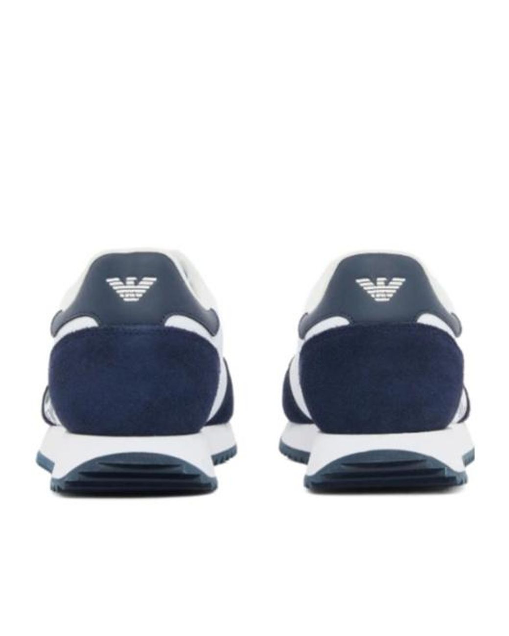 EA7 Blue Logo-Print Panelled Sneakers for men