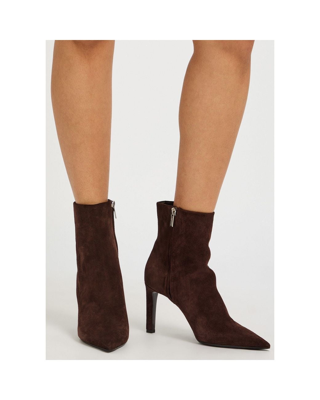 Jimmy Choo Brown Suede Pointed-Toe Heeled Ankle Boots