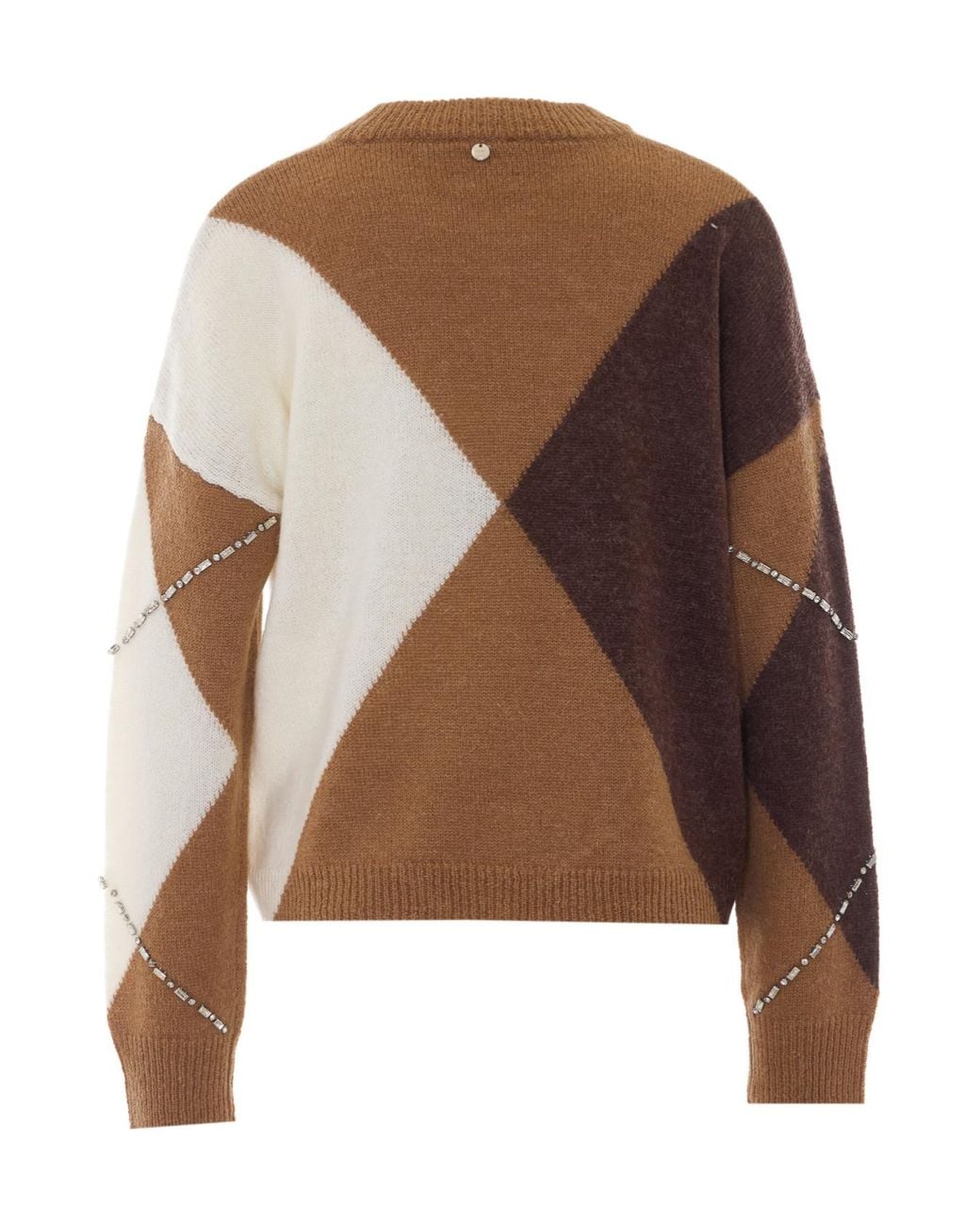 Liu Jo Brown Argyle Embellished Jumper