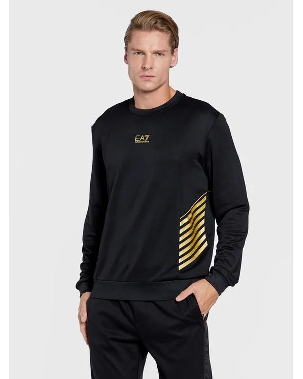 EA7 Blue Crew-Neck Logo Sweatshirt for men