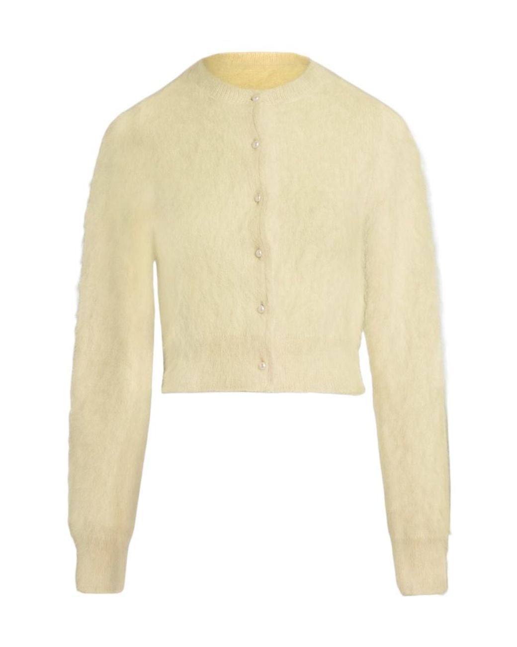 Maison Margiela Natural Cropped Knitted Cardigan