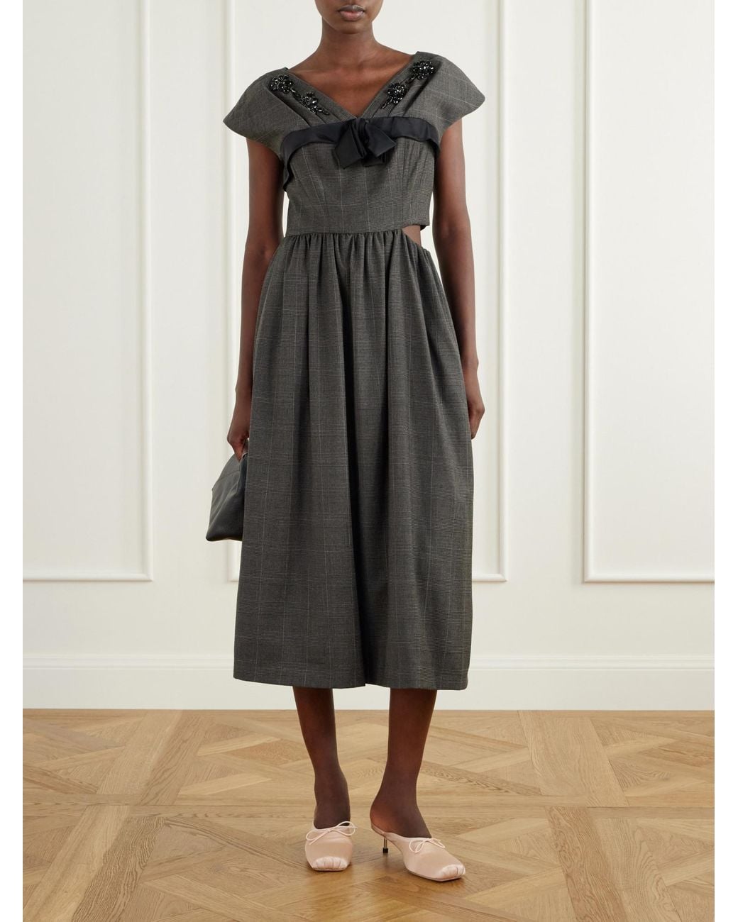 Simone Rocha Black Gathered Prince Midi Dress