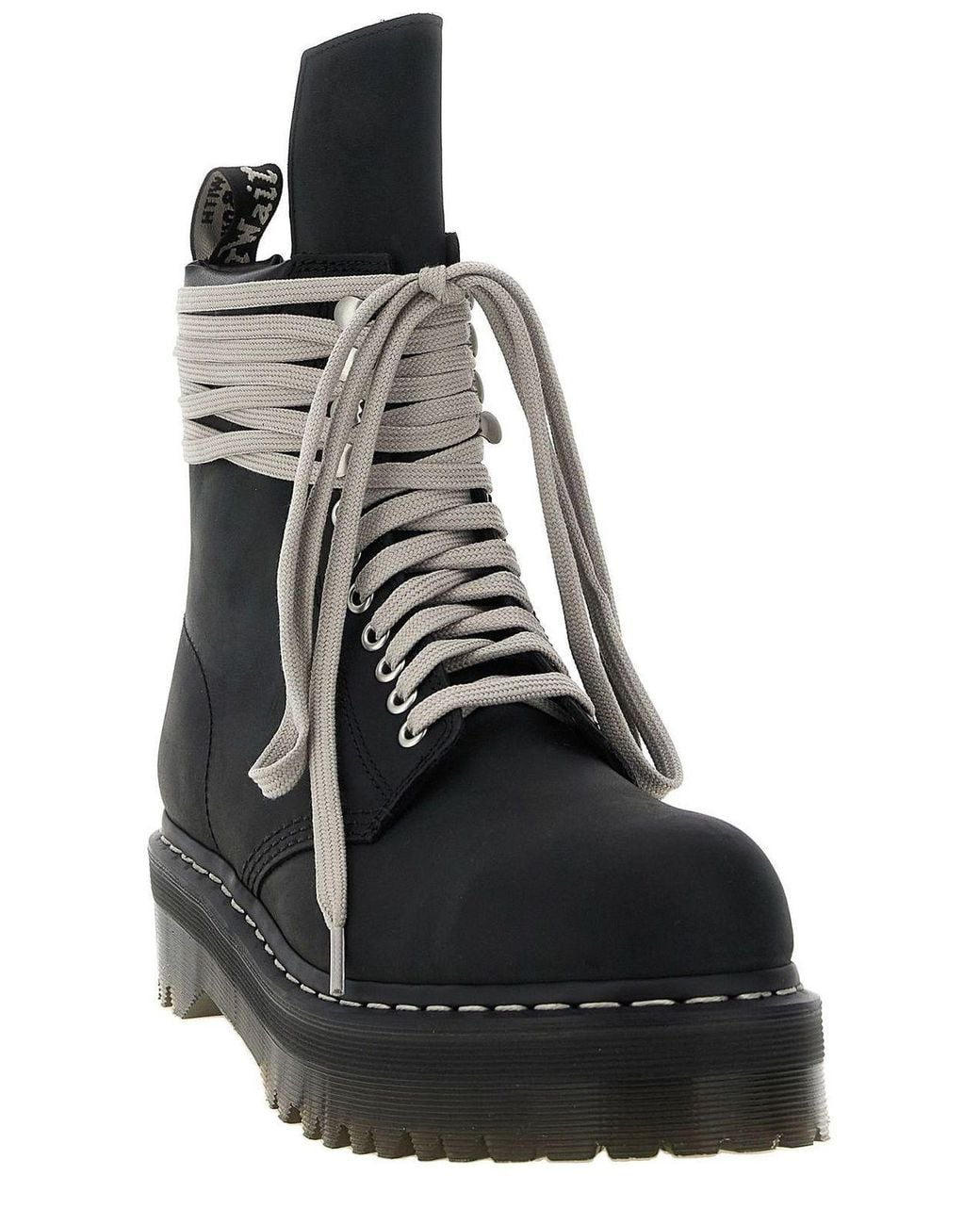 Rick Owens Black X Dr. Martens Round Toe Lace-Up Boots for men