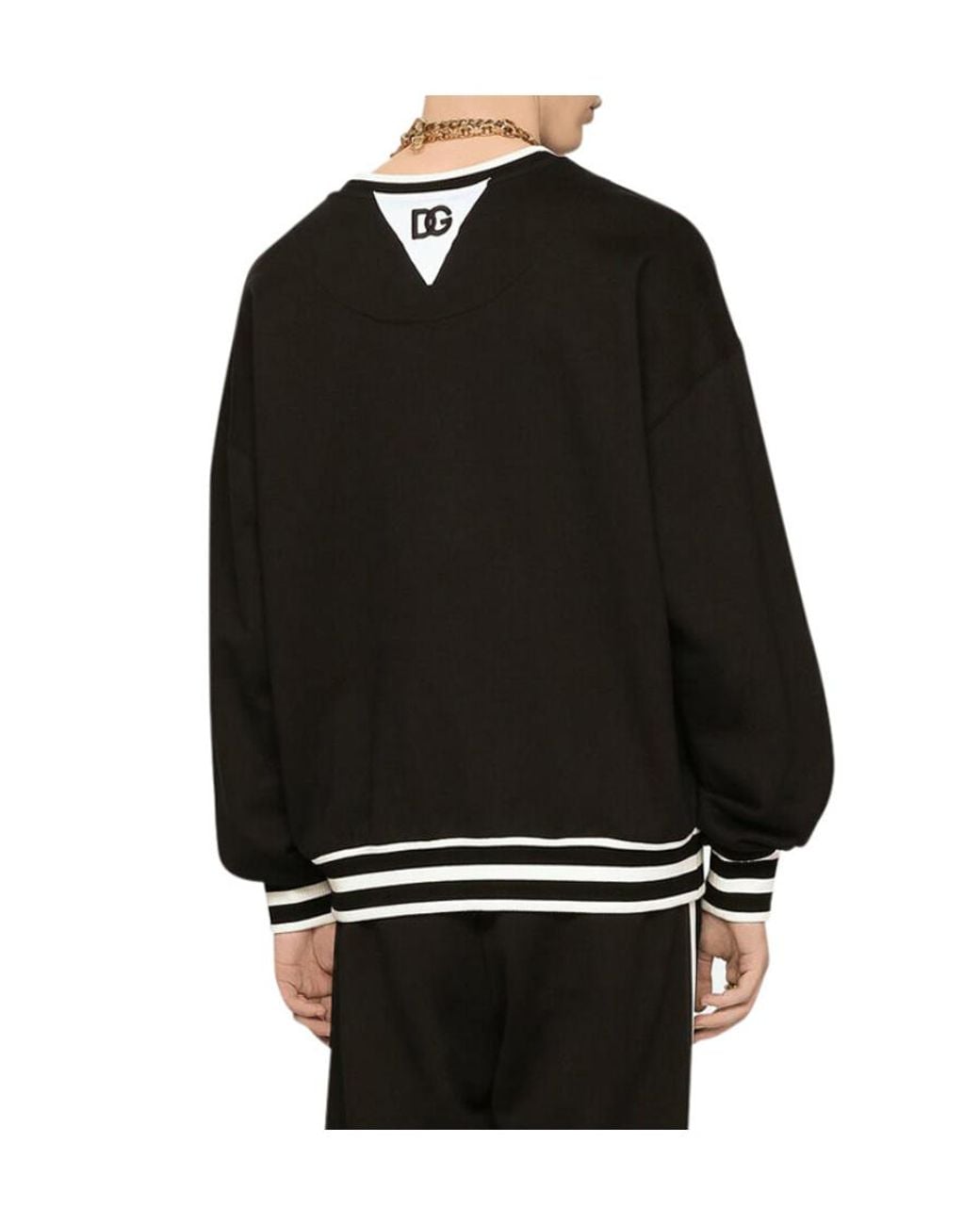 Dolce & Gabbana Black Logo-Appliqué Varsity Sweatshirt for men