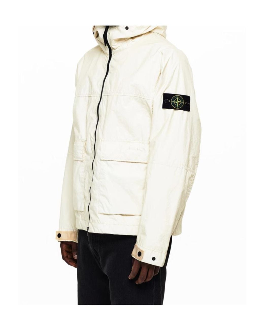 Stone Island White Logo-Stamped Casual Jacket for men