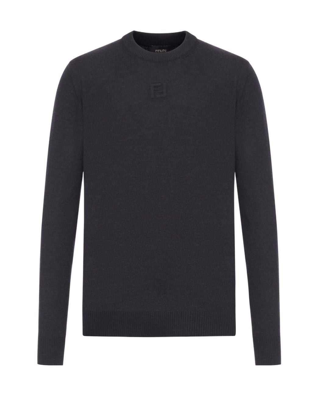 Fendi Blue Crewneck Long-Sleeve Knitted Jumper for men