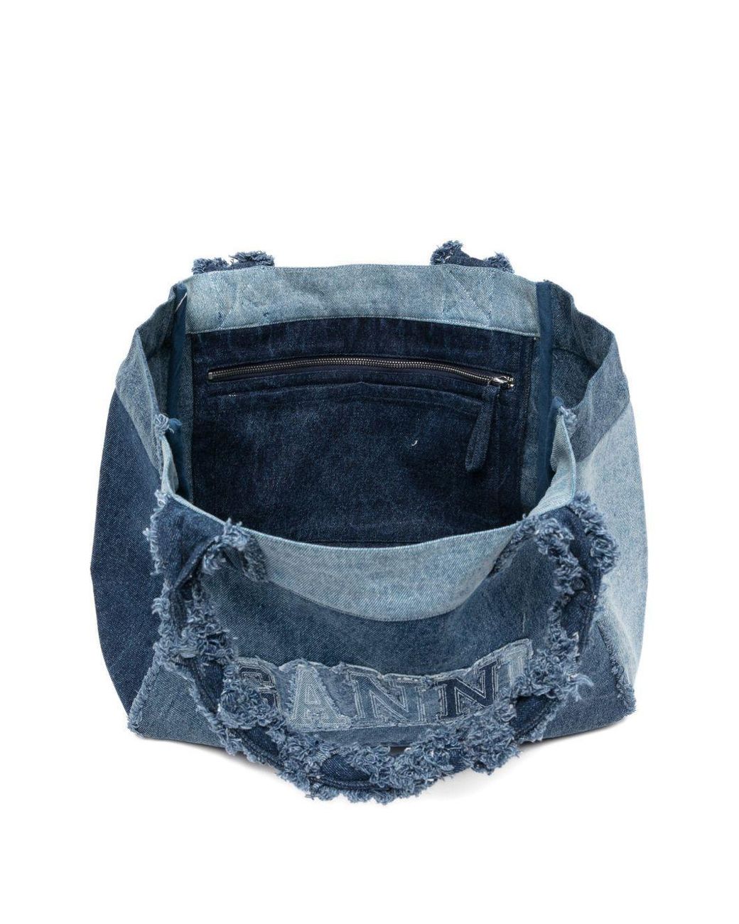 Ganni Blue Medium Trapeze Denim Tote Bag